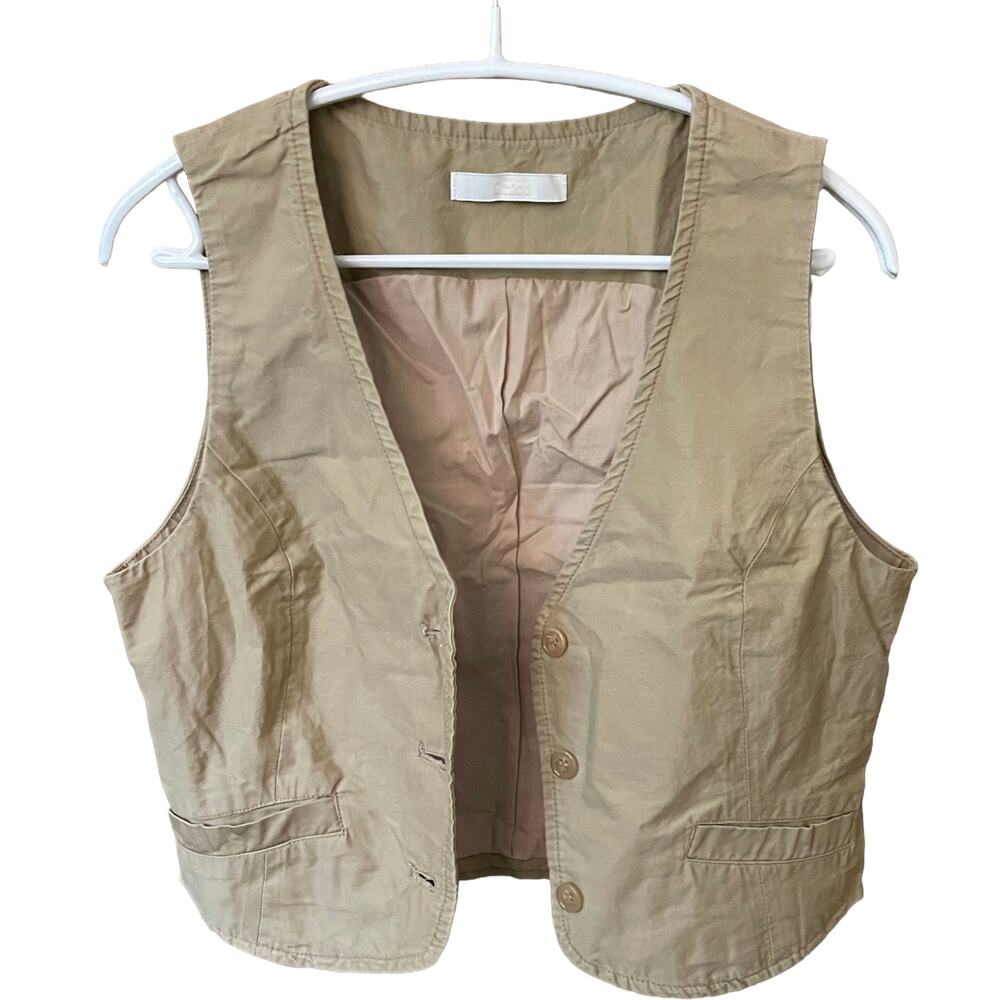 Vintage Chico Vest beige tailored button-up waistcoat